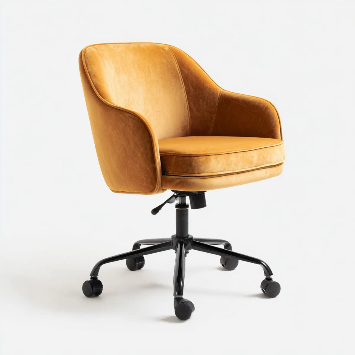 Sedia da ufficio girevole con braccioli cognac in pelle PU 62 x 62 x 88-98 cm