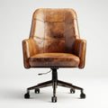 Sedia da ufficio girevole marrone in pelle PU 66 x 68 x 112-122 cm