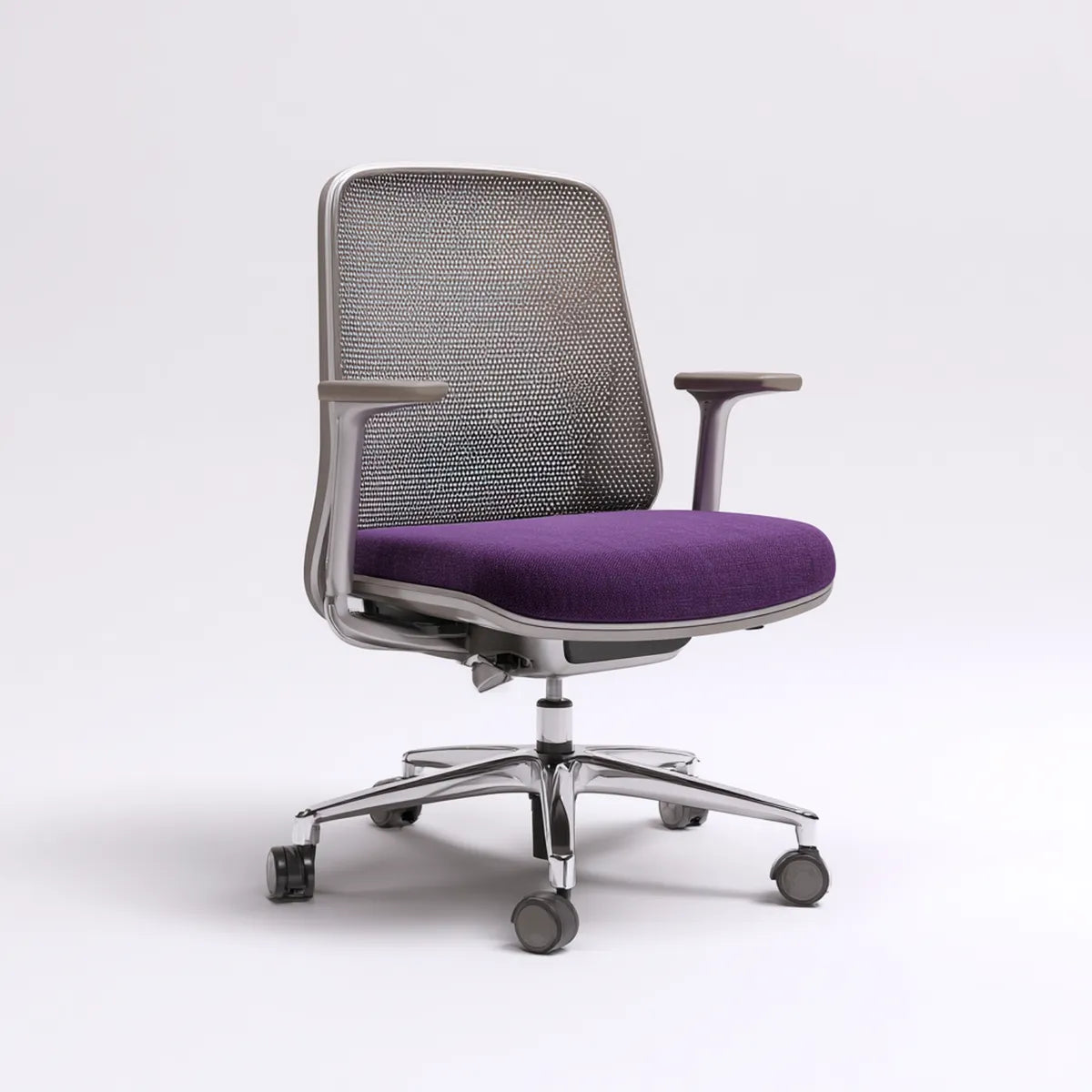 Sedia da ufficio ergonomica viola con schienale in rete e braccioli 64 x 64 x 98-108 cm