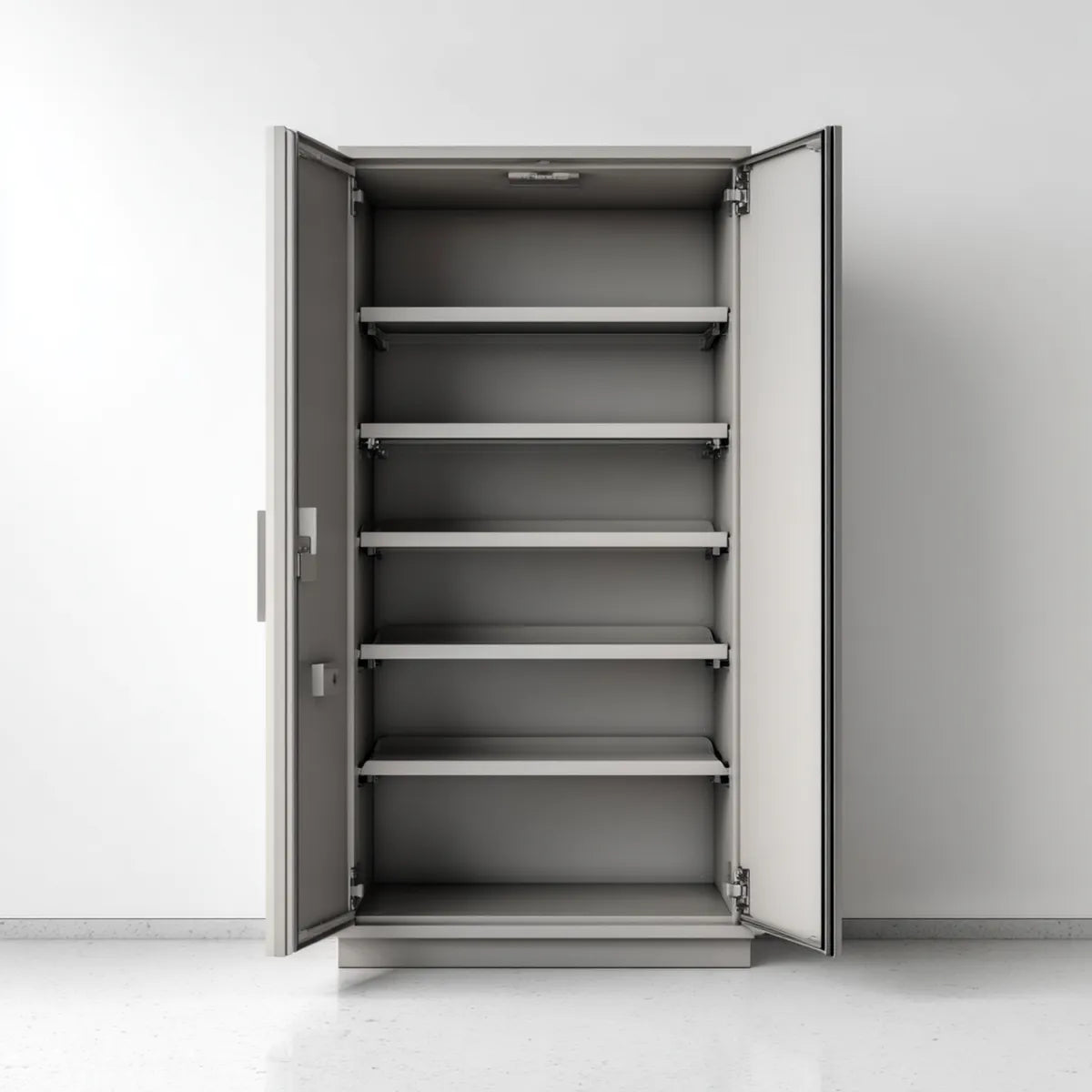 Armadio portadocumenti da ufficio grigio in acciaio con 2 ante e 5 ripiani 90 x 40 x 185 cm rettangolare