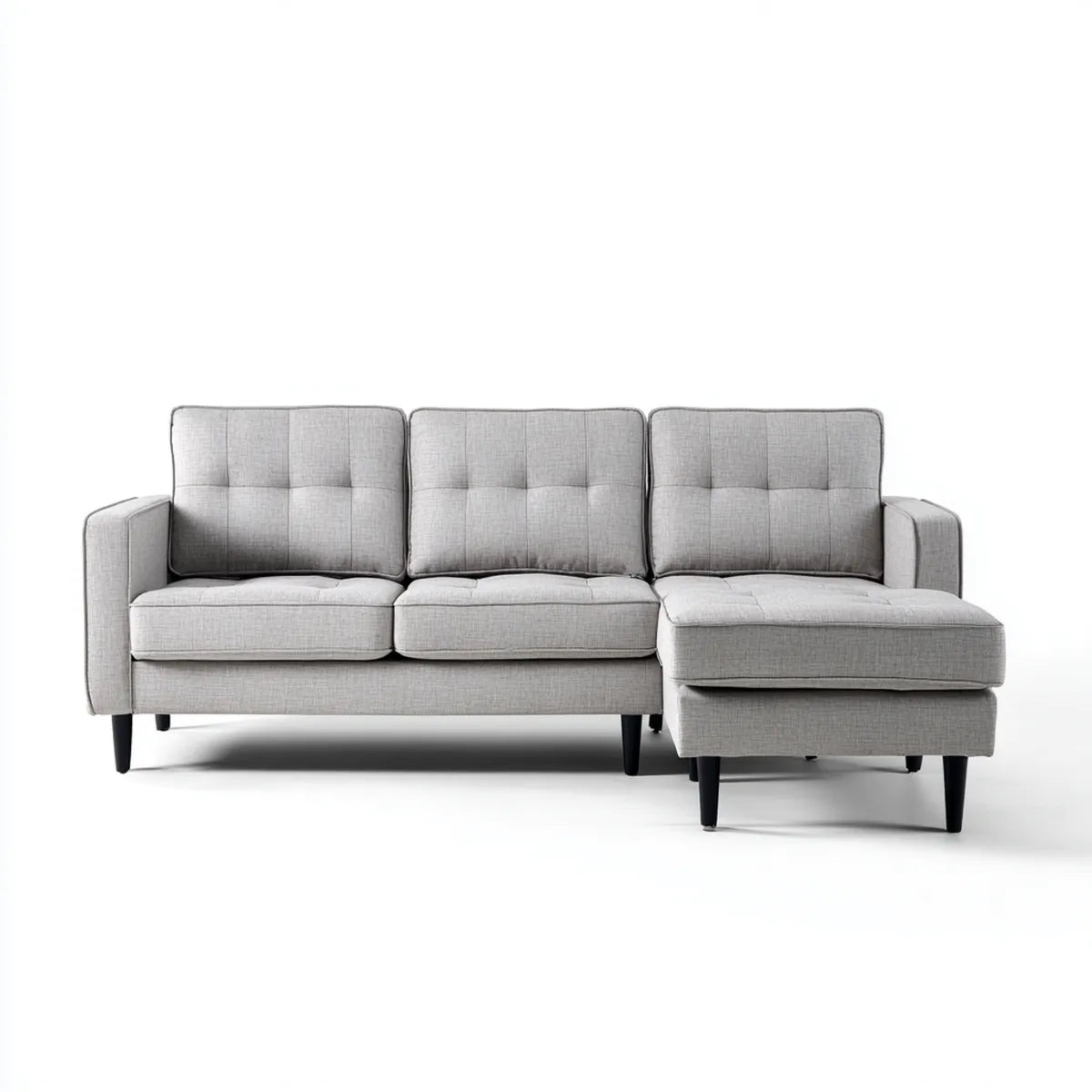 Divano angolare 3 posti grigio chiaro in poliestere a L 230 x 145 x 85 cm