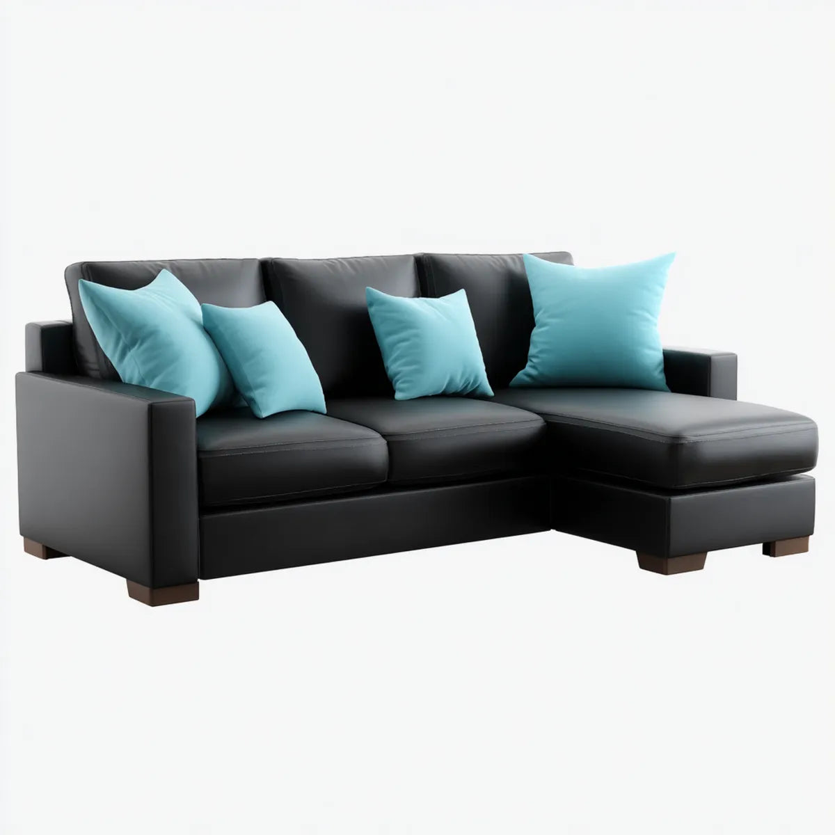 Divano angolare 3 posti nero in similpelle PU con penisola destra 260 x 160 x 85 cm