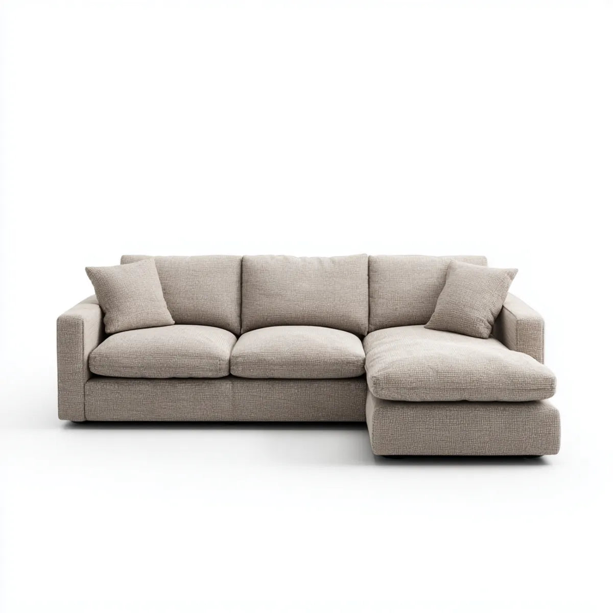 Divano angolare con chaise longue destra beige 280 x 165 x 85 cm in poliestere a L