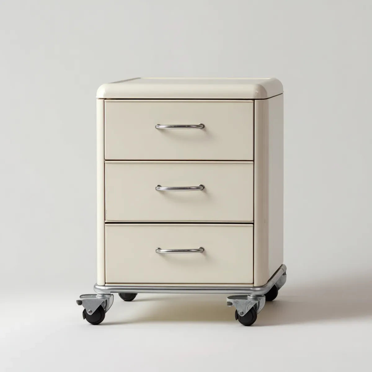Cassettiera ufficio con ruote avorio 40 x 50 x 70 cm in acciaio verniciato a polvere rettangolare con 3 cassetti