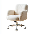 Poltrona da ufficio girevole avorio 64 x 64 x 84-94 cm in poliestere bouclé con base in acciaio cromato