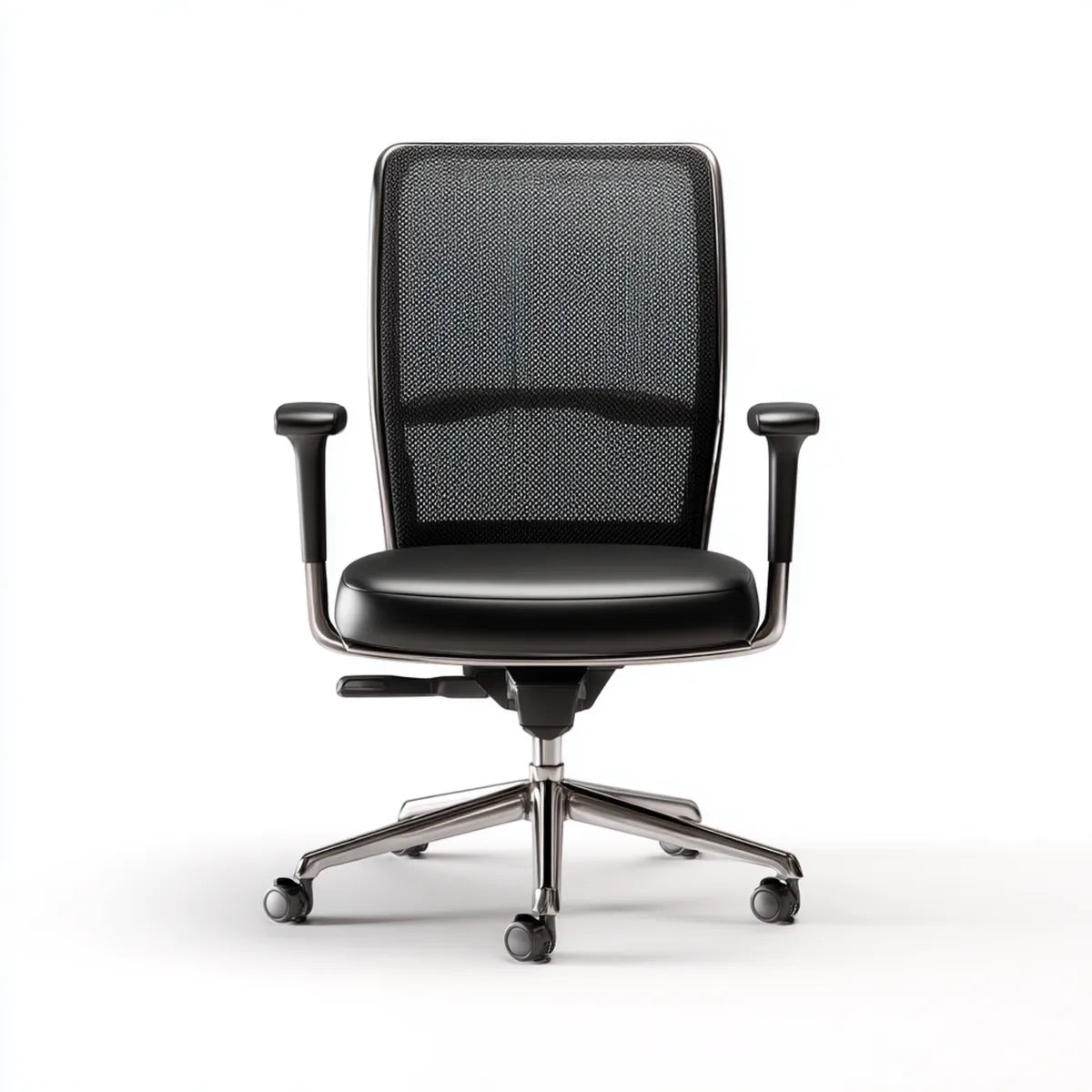 Sedia da ufficio girevole nera 66 x 66 x 112-122 cm in rete di poliestere e PU