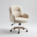 Sedia da ufficio girevole beige in poliestere bouclé con braccioli 62 x 62 x 88-98 cm