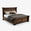 Letto matrimoniale marrone scuro 160 x 200 cm in legno massello di pino rettangolare