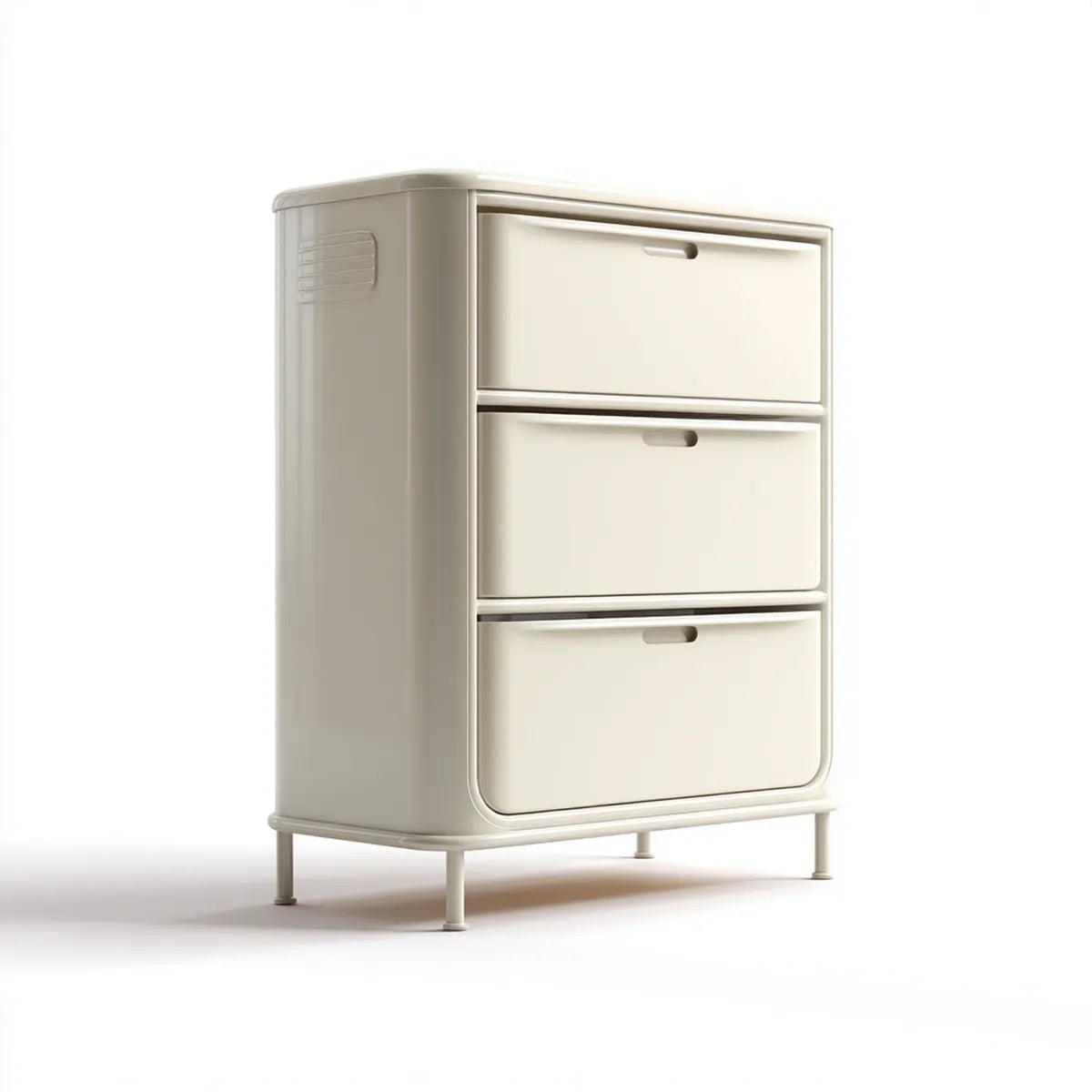 Cassettiera portadocumenti a 3 cassetti bianco crema in acciaio 40 x 40 x 90 cm
