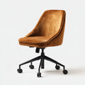 Sedia da ufficio girevole marrone 58 x 60 x 88-98 cm in microfibra di poliestere sagomata con ruote
