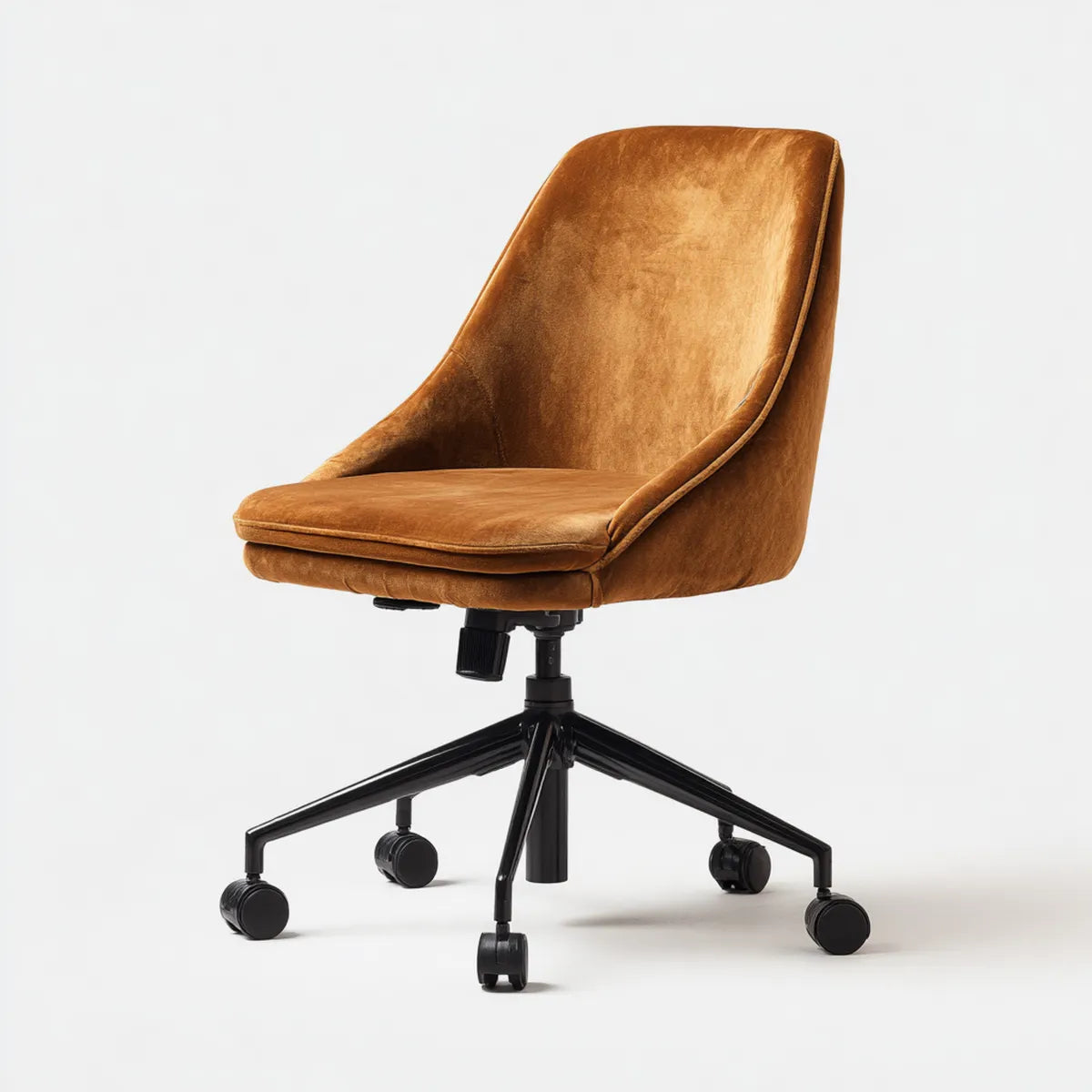 Sedia da ufficio girevole marrone 58 x 60 x 88-98 cm in microfibra di poliestere sagomata con ruote