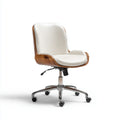 Sedia da ufficio girevole bianca e noce in pelle PU con base cromata 62 x 62 x 86-96 cm