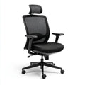 Sedia da ufficio ergonomica nera con schienale alto in rete poliestere 66 x 66 x 116-126 cm