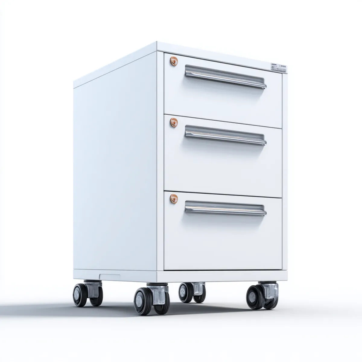 Schedario da ufficio mobile bianco a 3 cassetti in acciaio 43 x 55 x 68 cm