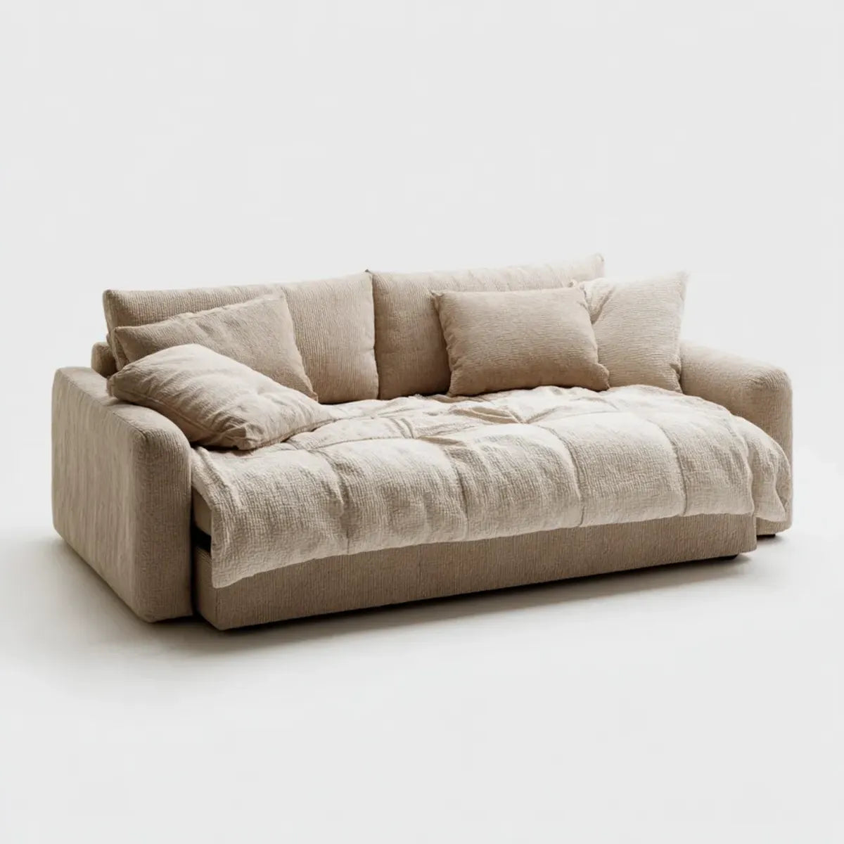 Divano 3 posti beige in poliestere a coste rettangolare 210 x 100 x 88 cm