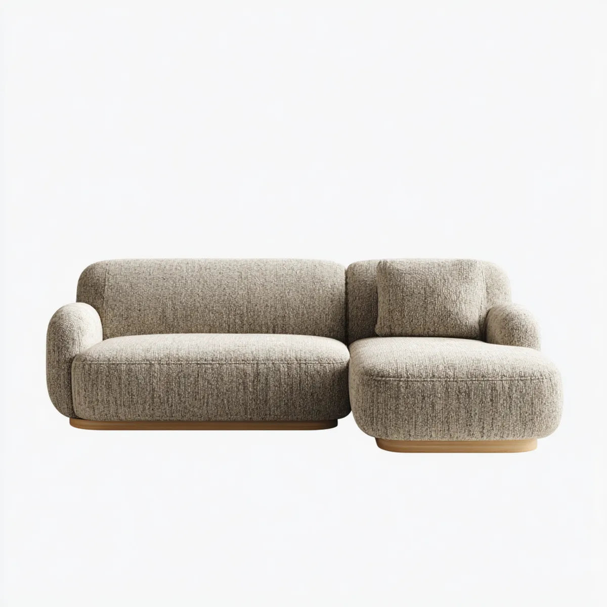Divano modulare con chaise longue tortora 230 x 160 x 75 cm in poliestere bouclé a 2 pezzi