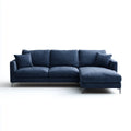Divano angolare 3 posti con chaise longue destra blu scuro in poliestere 250 x 160 x 85 cm