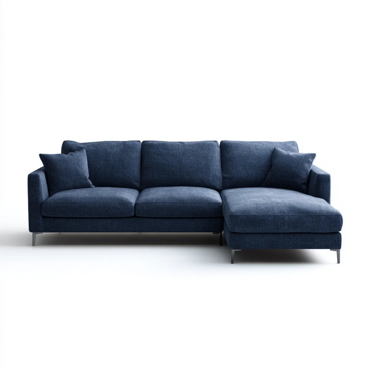 Divano angolare 3 posti con chaise longue destra blu scuro in poliestere 250 x 160 x 85 cm