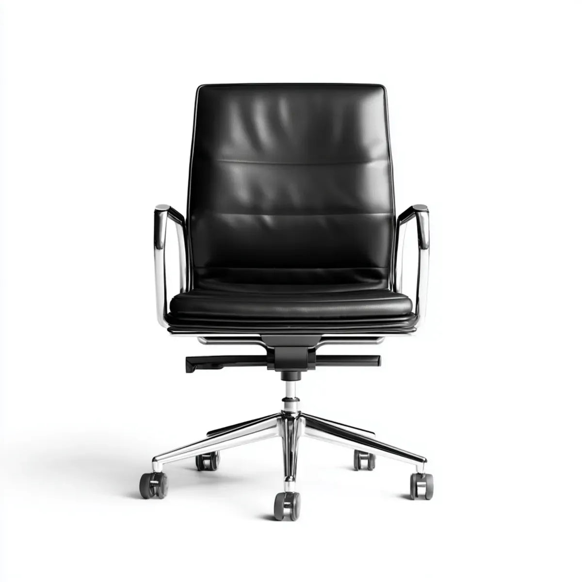 Sedia da ufficio direzionale girevole nera 60 x 60 x 88-98 cm in ecopelle PU con base in alluminio a 5 razze