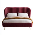 Letto matrimoniale imbottito bordeaux 160 x 200 cm in velluto di poliestere rettangolare