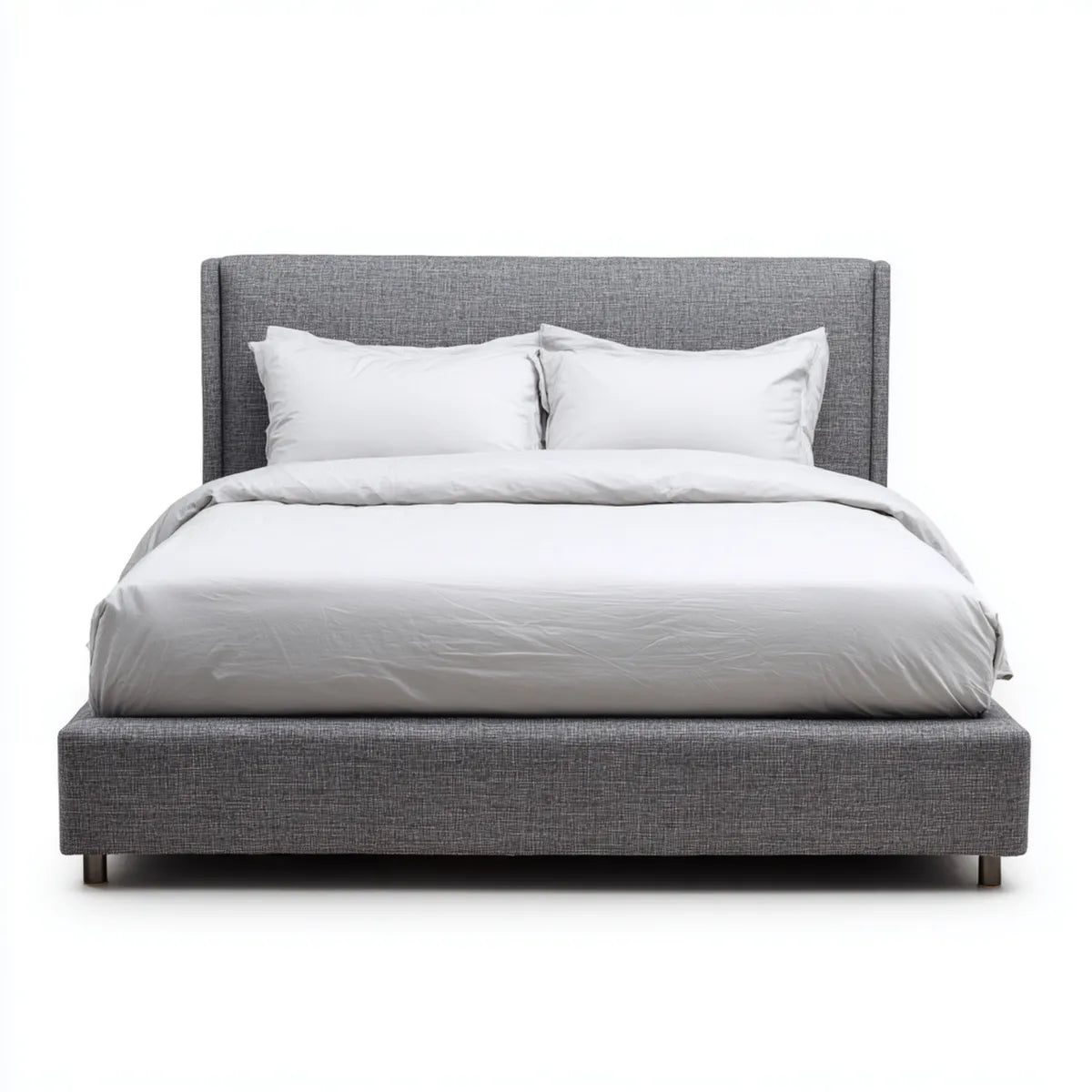 Letto matrimoniale imbottito grigio 160 x 200 cm in poliestere rettangolare con testiera