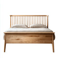Letto matrimoniale in rovere massello naturale 160 x 200 cm con testiera a doghe rettangolare