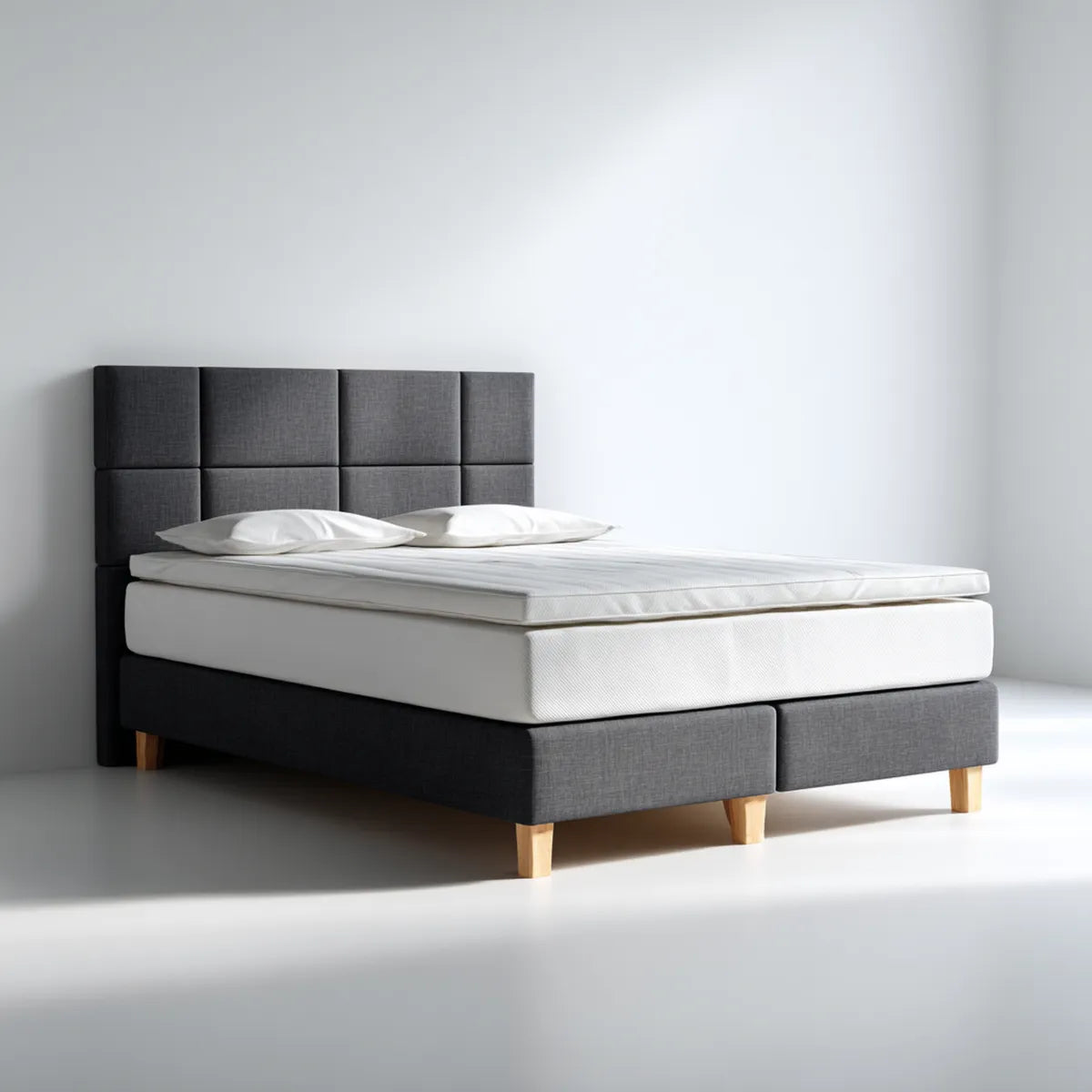 Letto matrimoniale imbottito antracite 160 x 200 cm in poliestere con testiera rettangolare