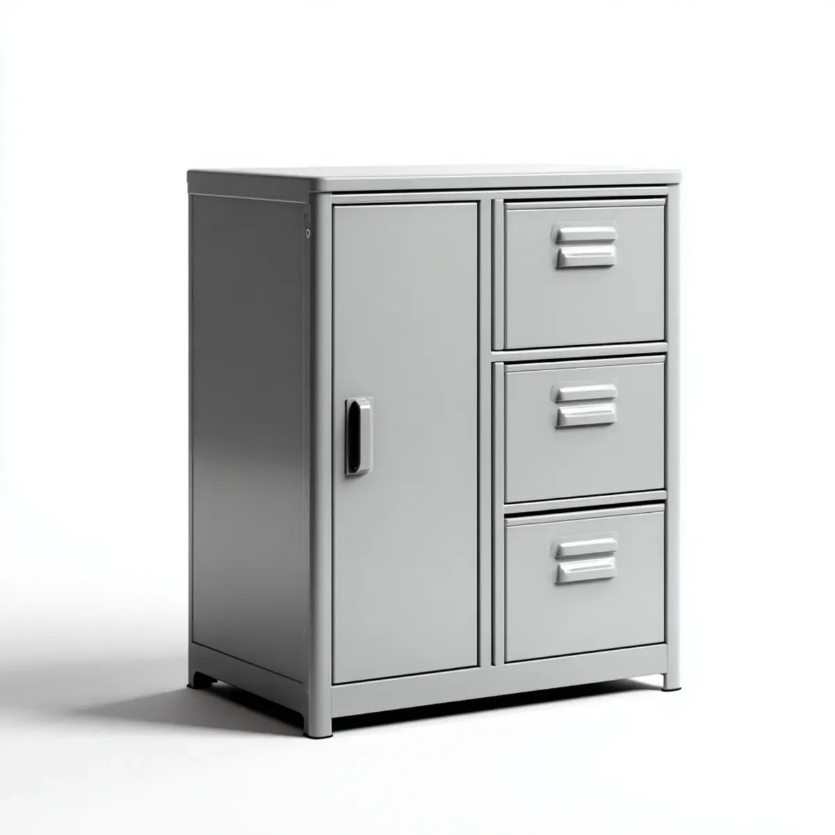 Armadio portadocumenti grigio con anta e 3 cassetti in acciaio verniciato a polvere rettangolare 80 x 40 x 100 cm