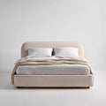 Letto matrimoniale imbottito beige 160 x 200 cm in poliestere con testiera arrotondata
