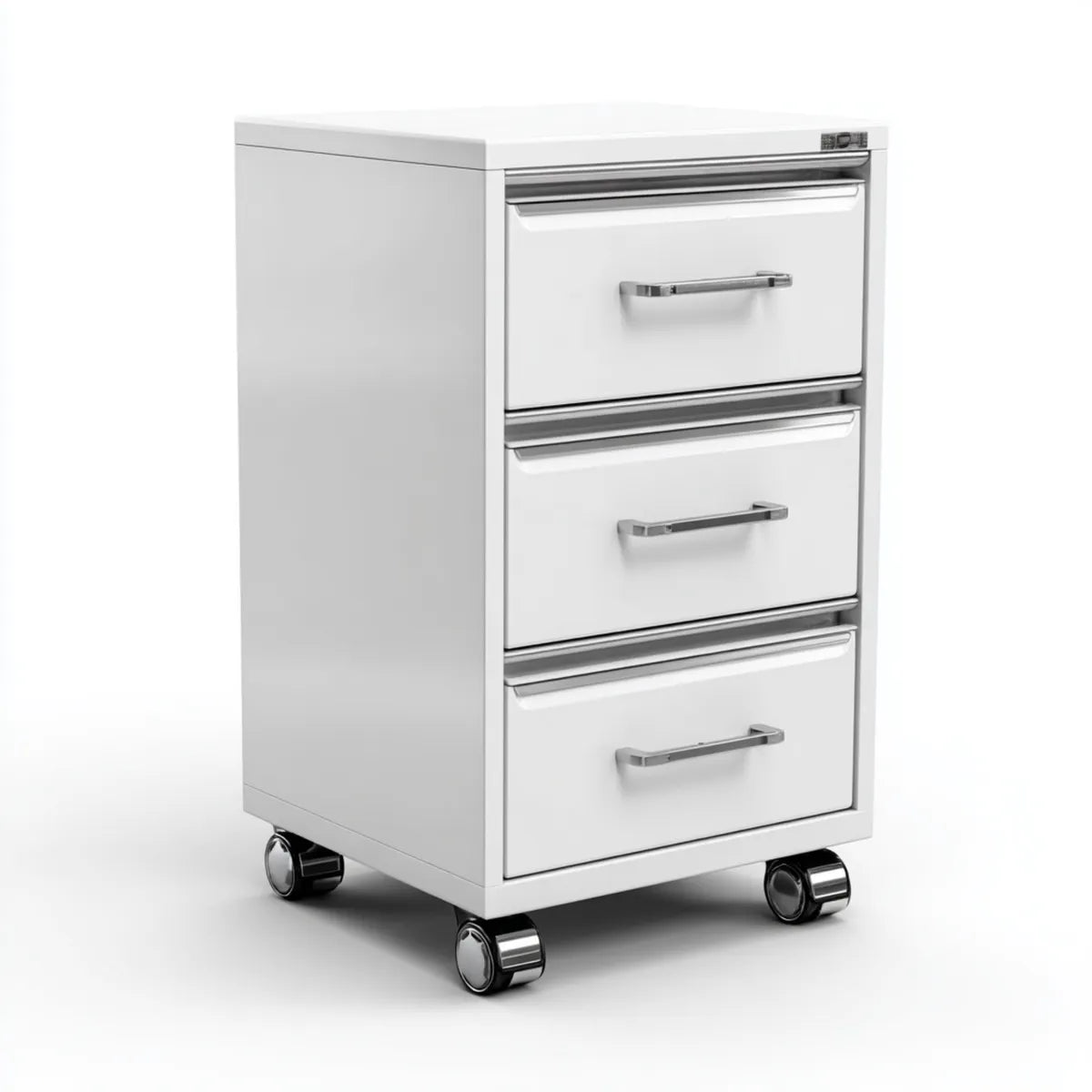 Cassettiera ufficio mobile bianca a 3 cassetti in acciaio 40 x 50 x 60 cm rettangolare